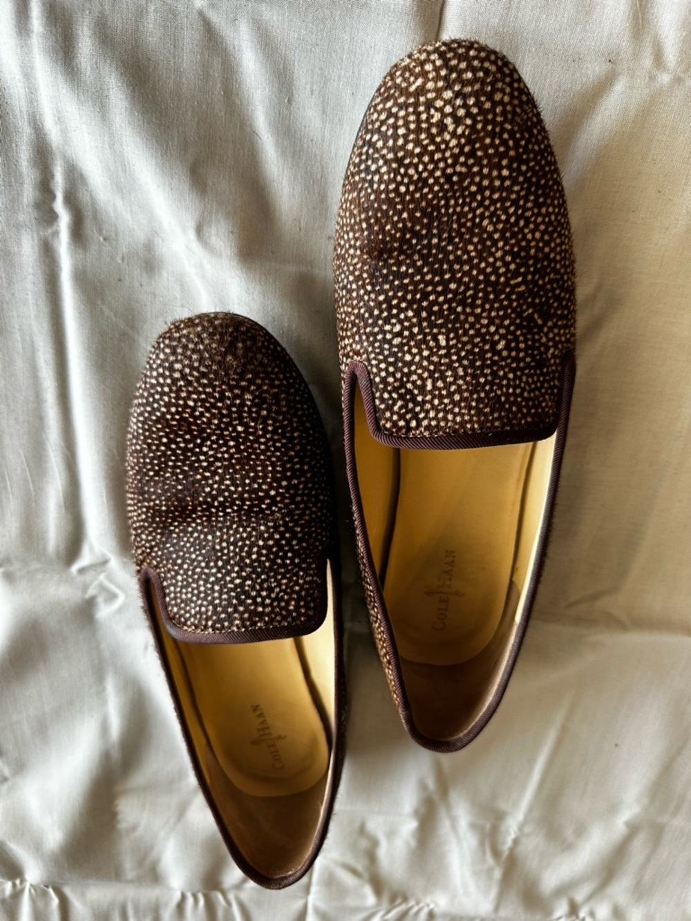 Cole Hasn Brown Speckled Slip-On Loafers